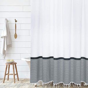 Modern Farmhouse Tassel Shower Curtain 100% Cotton